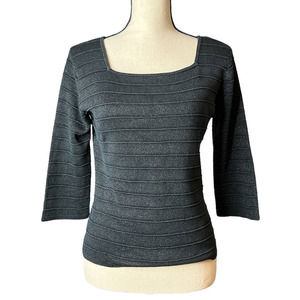 Joseph A. Black Sparkly Formfitting Sweater with Square Neckline Size Medium